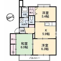 浜田 徒歩3分 2階の物件間取画像